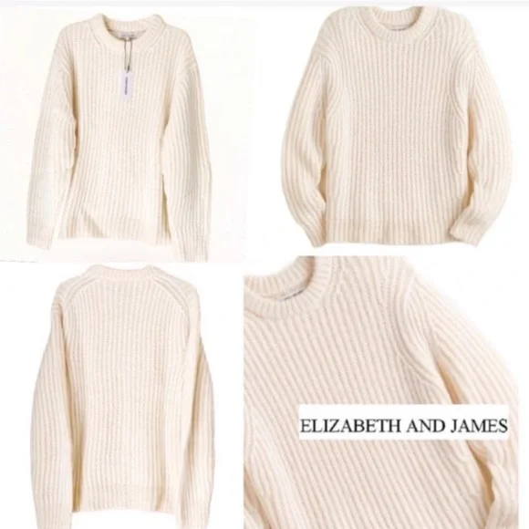 Elizabeth and James Cream Fisherman’s Rib Sweater SIze XXL - Picture 9 of 13